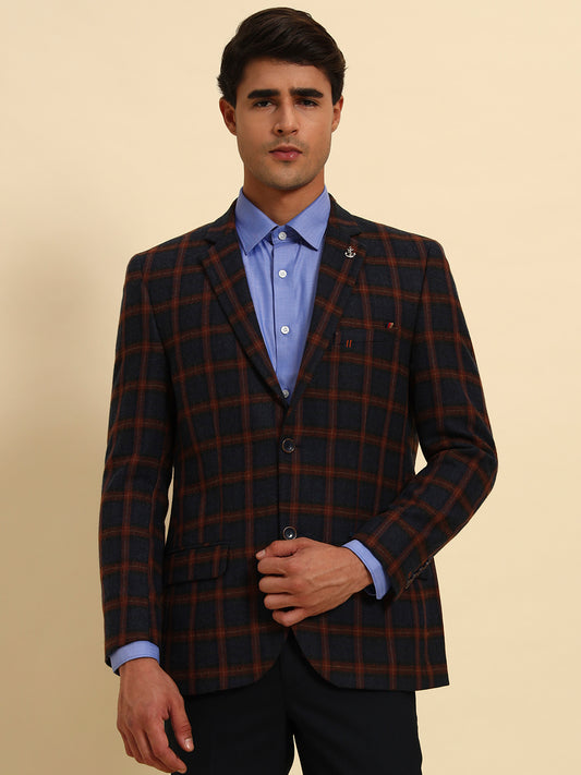 Blazer for Men | Premium Formal Blazer Slim Fit Notched Collar Tweed Fabric Checkered Pattern
