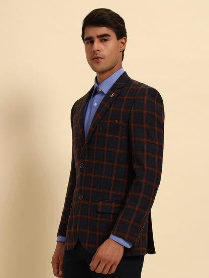 Blazer for Men | Premium Formal Blazer Slim Fit Notched Collar Tweed Fabric Checkered Pattern