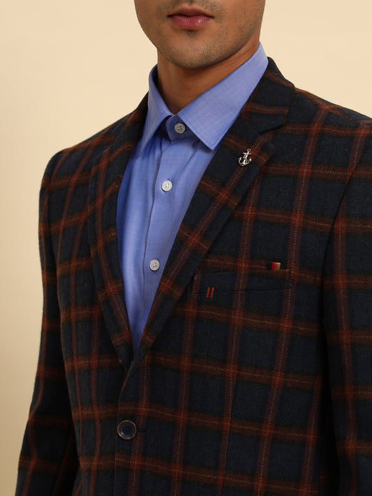Blazer for Men | Premium Formal Blazer Slim Fit Notched Collar Tweed Fabric Checkered Pattern
