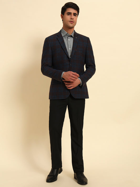 Blazer for Men | Premium Formal Blazer Slim Fit Notched Collar Tweed Fabric Checkered Pattern
