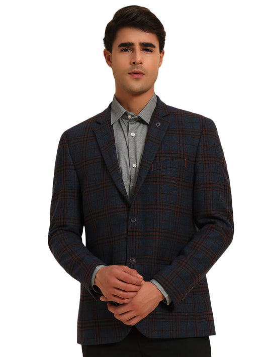 Blazer for Men | Premium Formal Blazer Slim Fit Notched Collar Tweed Fabric Checkered Pattern