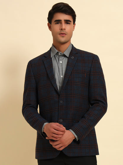 Blazer for Men | Premium Formal Blazer Slim Fit Notched Collar Tweed Fabric Checkered Pattern
