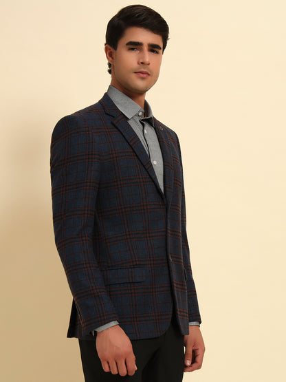 Blazer for Men | Premium Formal Blazer Slim Fit Notched Collar Tweed Fabric Checkered Pattern