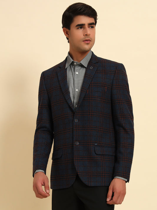 Blazer for Men | Premium Formal Blazer Slim Fit Notched Collar Tweed Fabric Checkered Pattern