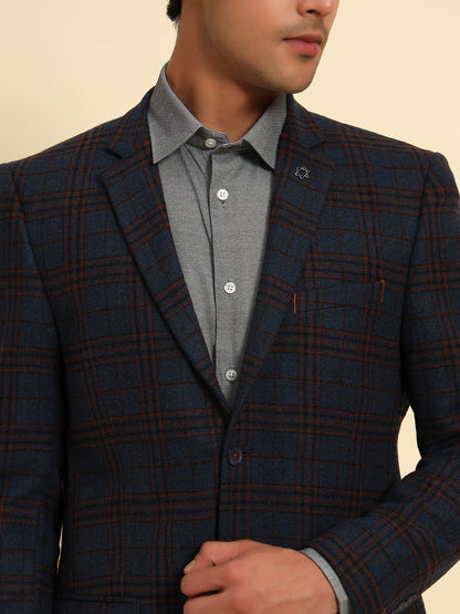 Blazer for Men | Premium Formal Blazer Slim Fit Notched Collar Tweed Fabric Checkered Pattern