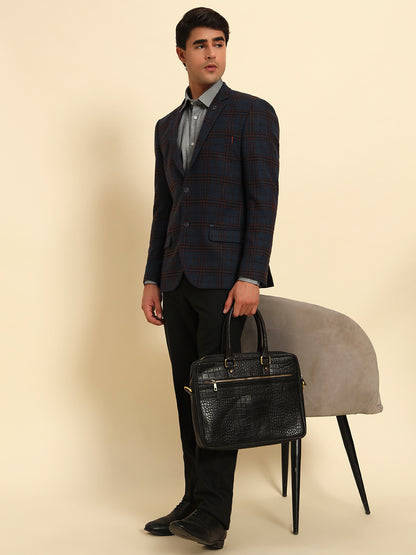 Blazer for Men | Premium Formal Blazer Slim Fit Notched Collar Tweed Fabric Checkered Pattern