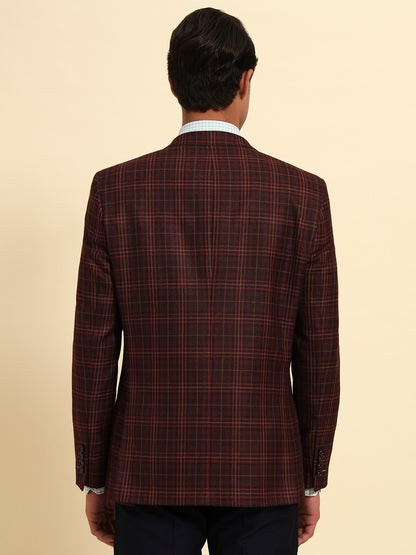 Blazer for Men | Premium Formal Blazer Slim Fit Notched Collar Poly Viscose Fabric Checkered Pattern