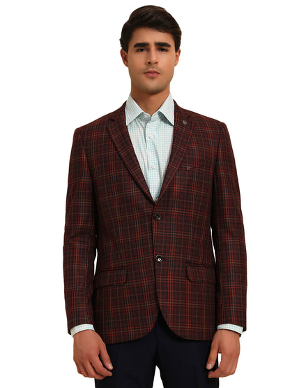 Blazer for Men | Premium Formal Blazer Slim Fit Notched Collar Poly Viscose Fabric Checkered Pattern