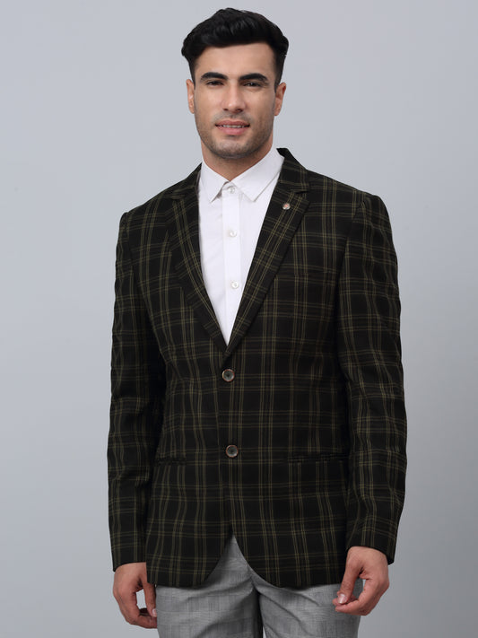 Blazer for Men | Premium Formal Blazer Slim Fit Notched Collar Brushed Fabric Checkered Pattern