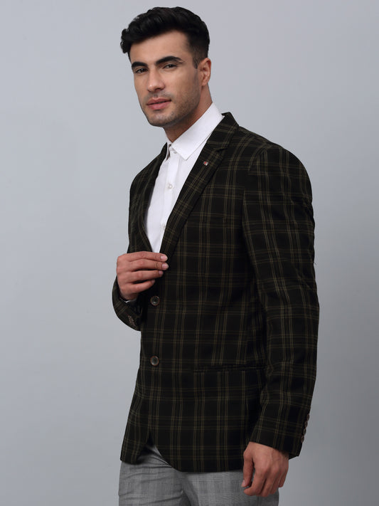 Blazer for Men | Premium Formal Blazer Slim Fit Notched Collar Brushed Fabric Checkered Pattern