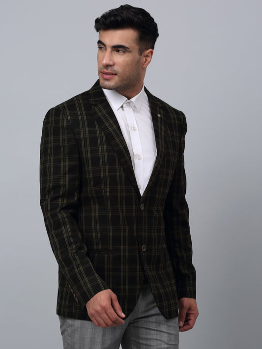 Blazer for Men | Premium Formal Blazer Slim Fit Notched Collar Brushed Fabric Checkered Pattern