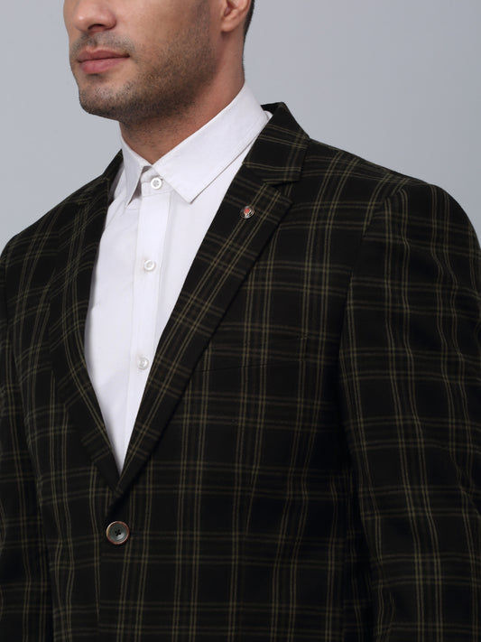 Blazer for Men | Premium Formal Blazer Slim Fit Notched Collar Brushed Fabric Checkered Pattern