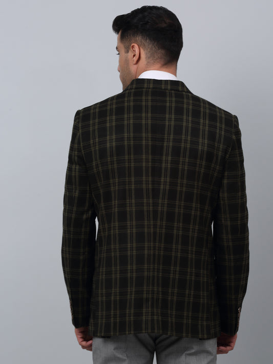 Blazer for Men | Premium Formal Blazer Slim Fit Notched Collar Brushed Fabric Checkered Pattern