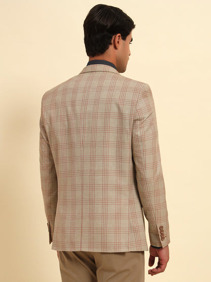 Blazer for Men | Premium Formal Blazer Slim Fit Notched Collar Poly Viscose Fabric Checkered Pattern