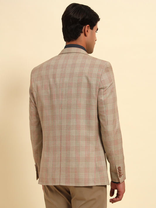 Blazer for Men | Premium Formal Blazer Slim Fit Notched Collar Poly Viscose Fabric Checkered Pattern