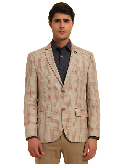 Blazer for Men | Premium Formal Blazer Slim Fit Notched Collar Poly Viscose Fabric Checkered Pattern