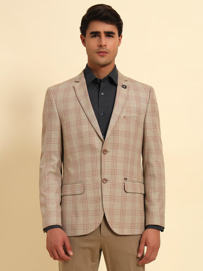 Blazer for Men | Premium Formal Blazer Slim Fit Notched Collar Poly Viscose Fabric Checkered Pattern