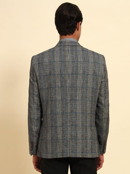 Blazer for Men | Premium Formal Blazer Slim Fit Notched Collar Tweed Fabric Checkered Pattern