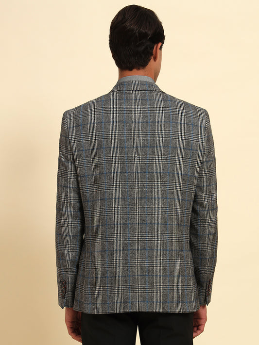 Blazer for Men | Premium Formal Blazer Slim Fit Notched Collar Tweed Fabric Checkered Pattern