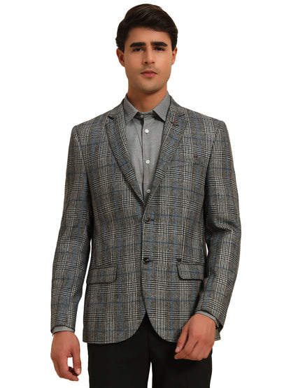 Blazer for Men | Premium Formal Blazer Slim Fit Notched Collar Tweed Fabric Checkered Pattern
