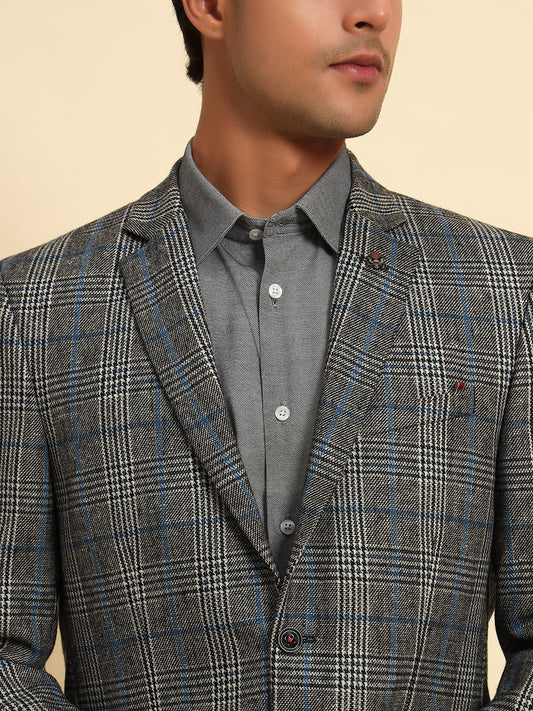 Blazer for Men | Premium Formal Blazer Slim Fit Notched Collar Tweed Fabric Checkered Pattern