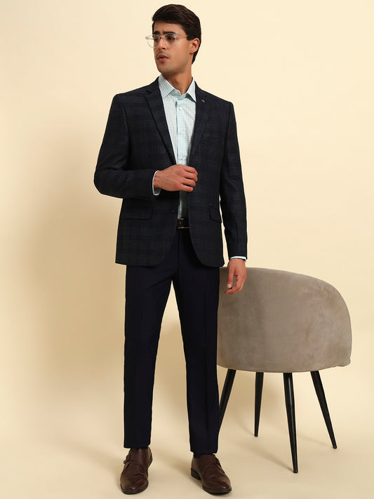 Blazer for Men | Premium Formal Blazer Slim Fit Notched Collar Tweed Fabric Checkered Pattern