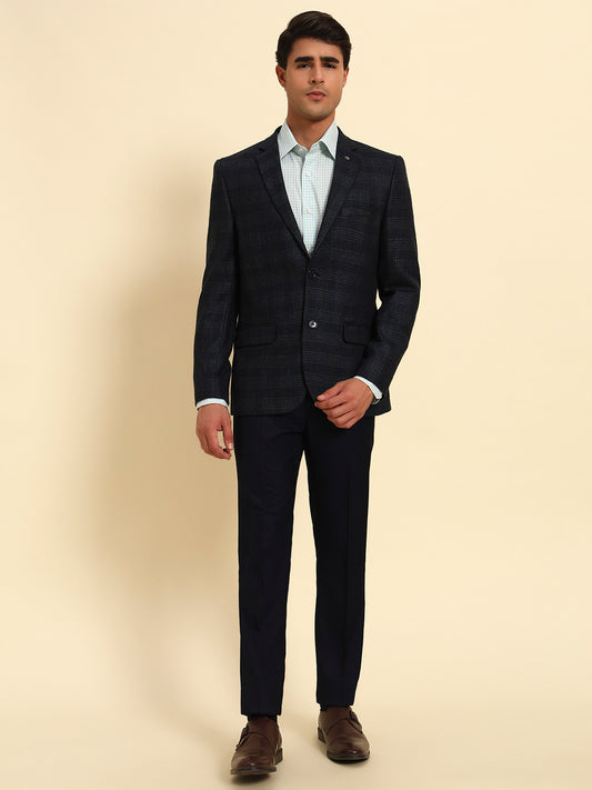 Blazer for Men | Premium Formal Blazer Slim Fit Notched Collar Tweed Fabric Checkered Pattern