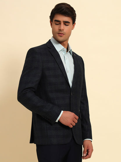 Blazer for Men | Premium Formal Blazer Slim Fit Notched Collar Tweed Fabric Checkered Pattern