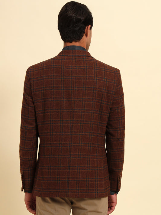 Blazer for Men | Premium Formal Blazer Slim Fit Notched Collar Tweed Fabric Checkered Pattern