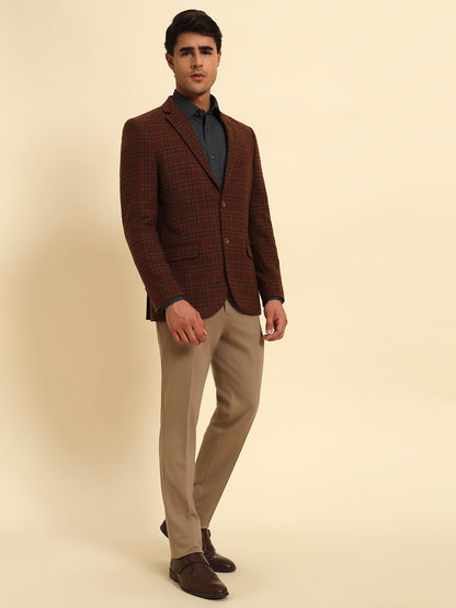 Blazer for Men | Premium Formal Blazer Slim Fit Notched Collar Tweed Fabric Checkered Pattern