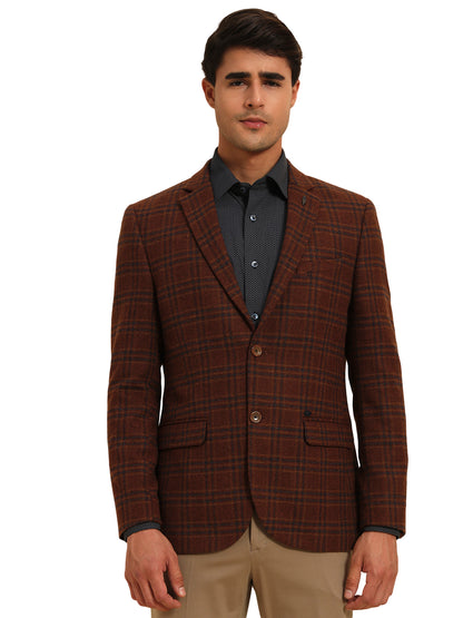 Blazer for Men | Premium Formal Blazer Slim Fit Notched Collar Tweed Fabric Checkered Pattern