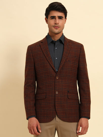 Blazer for Men | Premium Formal Blazer Slim Fit Notched Collar Tweed Fabric Checkered Pattern