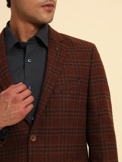 Blazer for Men | Premium Formal Blazer Slim Fit Notched Collar Tweed Fabric Checkered Pattern
