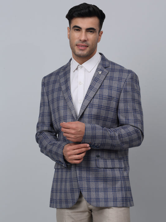 Blazer for Men | Premium Formal Blazer Slim Fit Notched Collar Poly Viscose Fabric Checkered Pattern