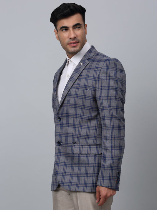 Blazer for Men | Premium Formal Blazer Slim Fit Notched Collar Poly Viscose Fabric Checkered Pattern