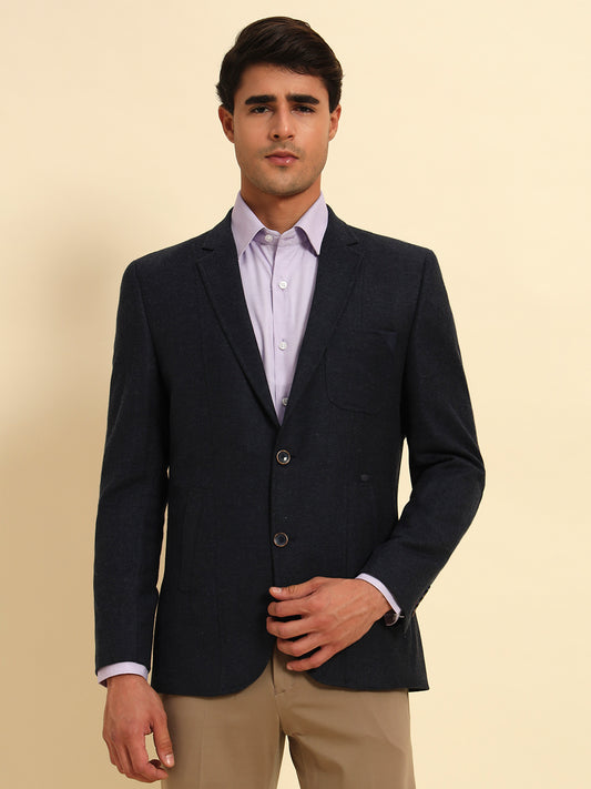 Blazer for Men | Premium Formal Blazer Slim Fit Notched Collar Tweed Fabric Solid Pattern
