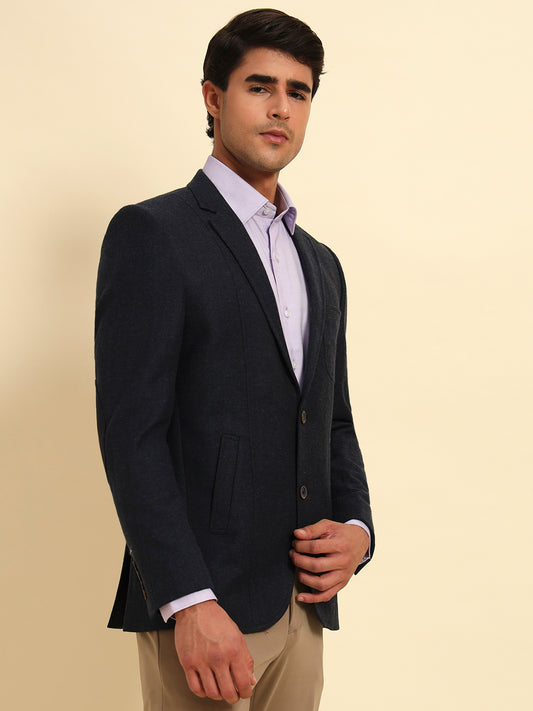 Blazer for Men | Premium Formal Blazer Slim Fit Notched Collar Tweed Fabric Solid Pattern