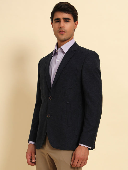 Blazer for Men | Premium Formal Blazer Slim Fit Notched Collar Tweed Fabric Solid Pattern