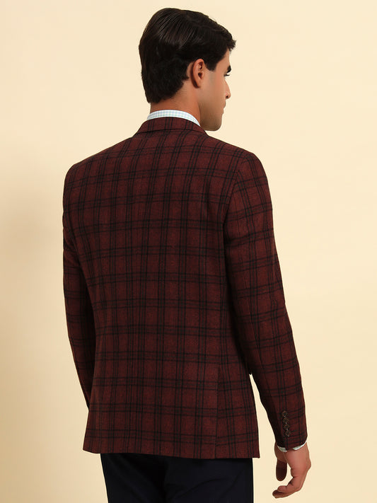 Blazer for Men | Premium Formal Blazer Slim Fit Notched Collar Tweed Fabric Checkered Pattern