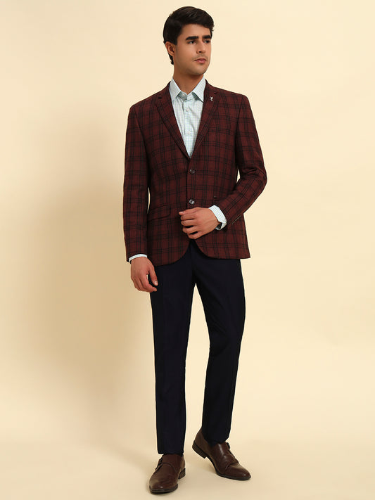 Blazer for Men | Premium Formal Blazer Slim Fit Notched Collar Tweed Fabric Checkered Pattern
