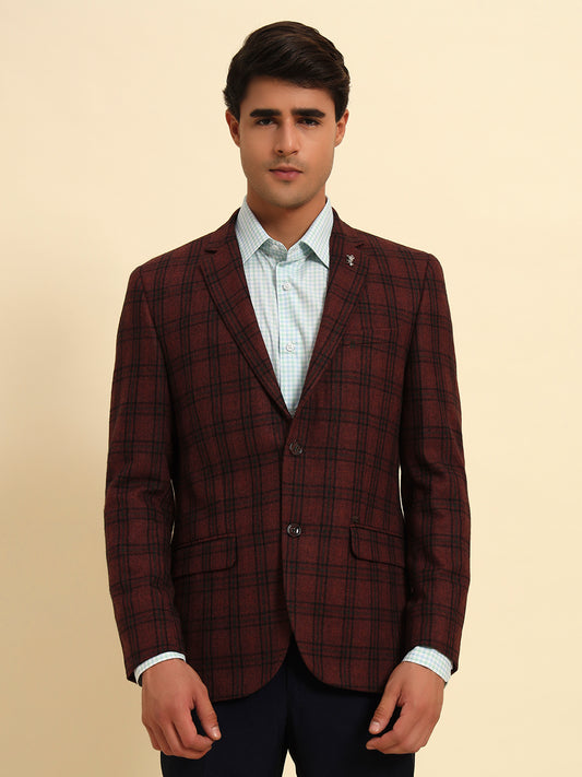 Blazer for Men | Premium Formal Blazer Slim Fit Notched Collar Tweed Fabric Checkered Pattern
