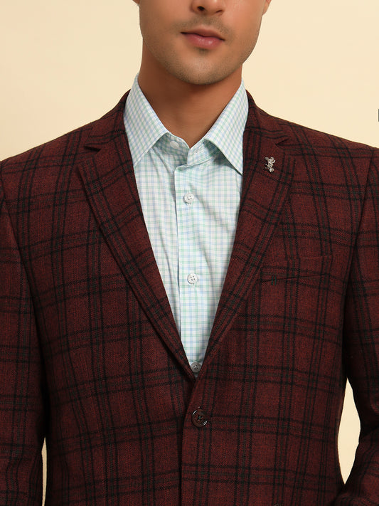 Blazer for Men | Premium Formal Blazer Slim Fit Notched Collar Tweed Fabric Checkered Pattern