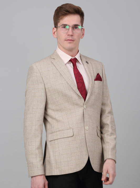 Blazer for Men | Premium Formal Blazer Slim Fit Notched Collar Wool Blend Fabric Checkered Pattern