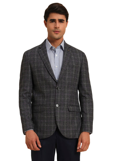 Blazer for Men | Premium Formal Blazer Slim Fit Notched Collar Terry Rayon Fabric Checkered Pattern