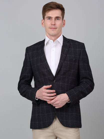 Blazer for Men | Premium Formal Blazer Slim Fit Notched Collar Terry Rayon Fabric Checkered Pattern