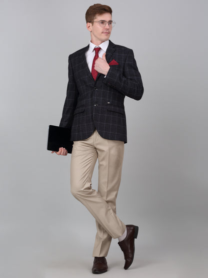 Blazer for Men | Premium Formal Blazer Slim Fit Notched Collar Terry Rayon Fabric Checkered Pattern