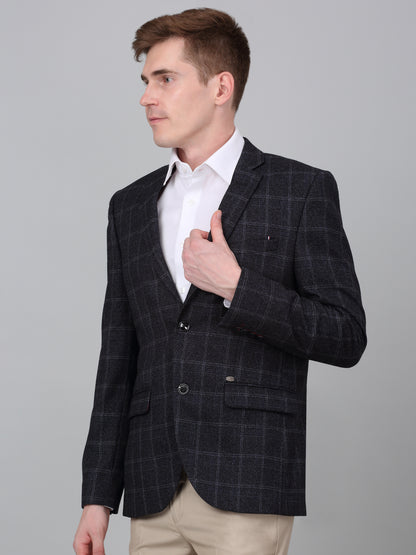 Blazer for Men | Premium Formal Blazer Slim Fit Notched Collar Terry Rayon Fabric Checkered Pattern
