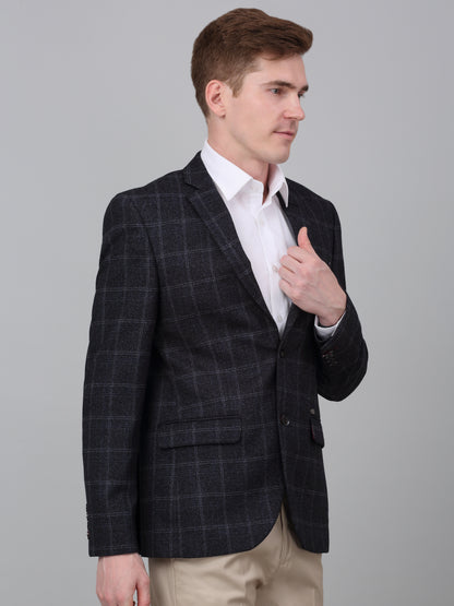 Blazer for Men | Premium Formal Blazer Slim Fit Notched Collar Terry Rayon Fabric Checkered Pattern
