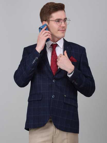 Blazer for Men | Premium Formal Blazer Slim Fit Notched Collar Terry Rayon Fabric Checkered Pattern