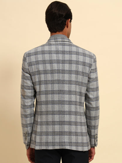 Blazer for Men | Premium Formal Blazer Slim Fit Notched Collar Terry Rayon Fabric Checkered Pattern